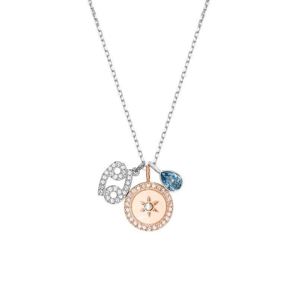 Swarovski Zodiac Pendant Cancer, Aqua, Rhodium Plating 5349215